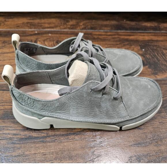 Clarks Trigenic Olive Green Suede Comfort Shoes - Size 7 - Picture 1 of 4